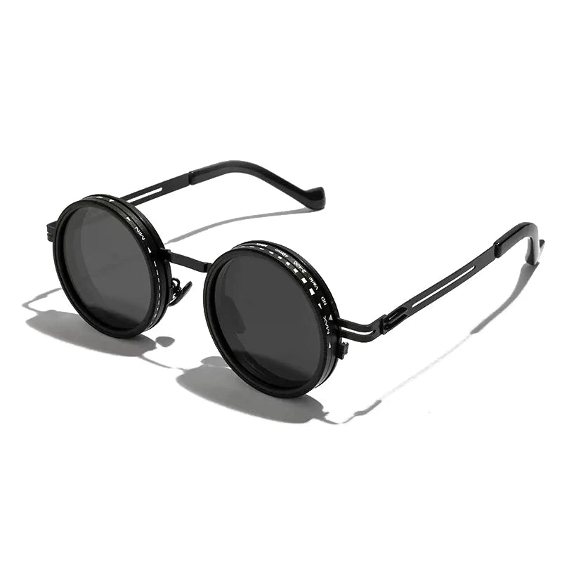 SUNGLASSES Retro Metal Round Adjustable Dimming Sunglasses