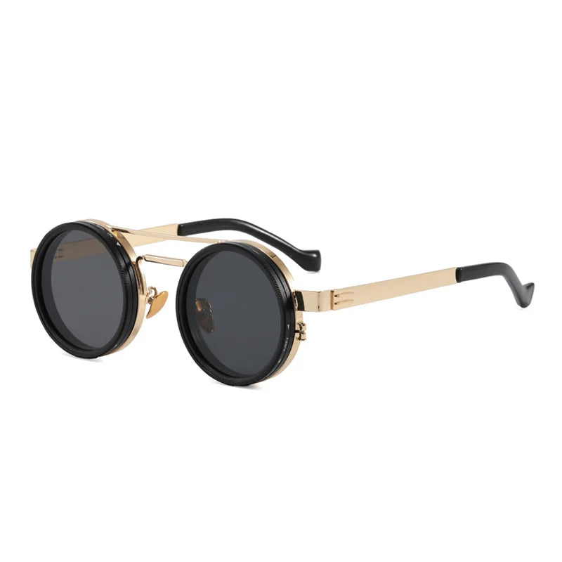 SUNGLASSES Retro Metal Round Adjustable Dimming Sunglasses