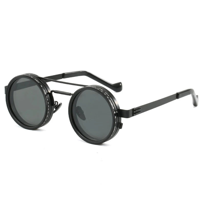 SUNGLASSES Retro Metal Round Adjustable Dimming Sunglasses